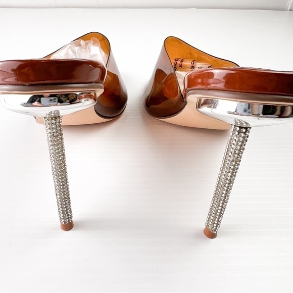 Azalea Wang Heel women 9 Just A Feeling Stiletto Sandal Brown Open Toe Bejeweled - Picture 11 of 13